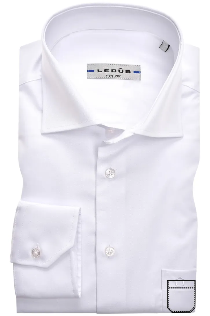 Ledub overhemd spierwit Slim Fit strijkvrij