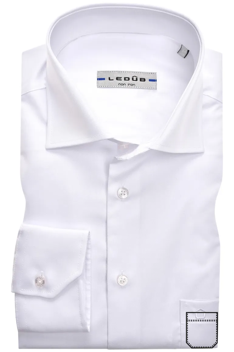 Overhemd Ledub strijkvrij wit Slim Fit