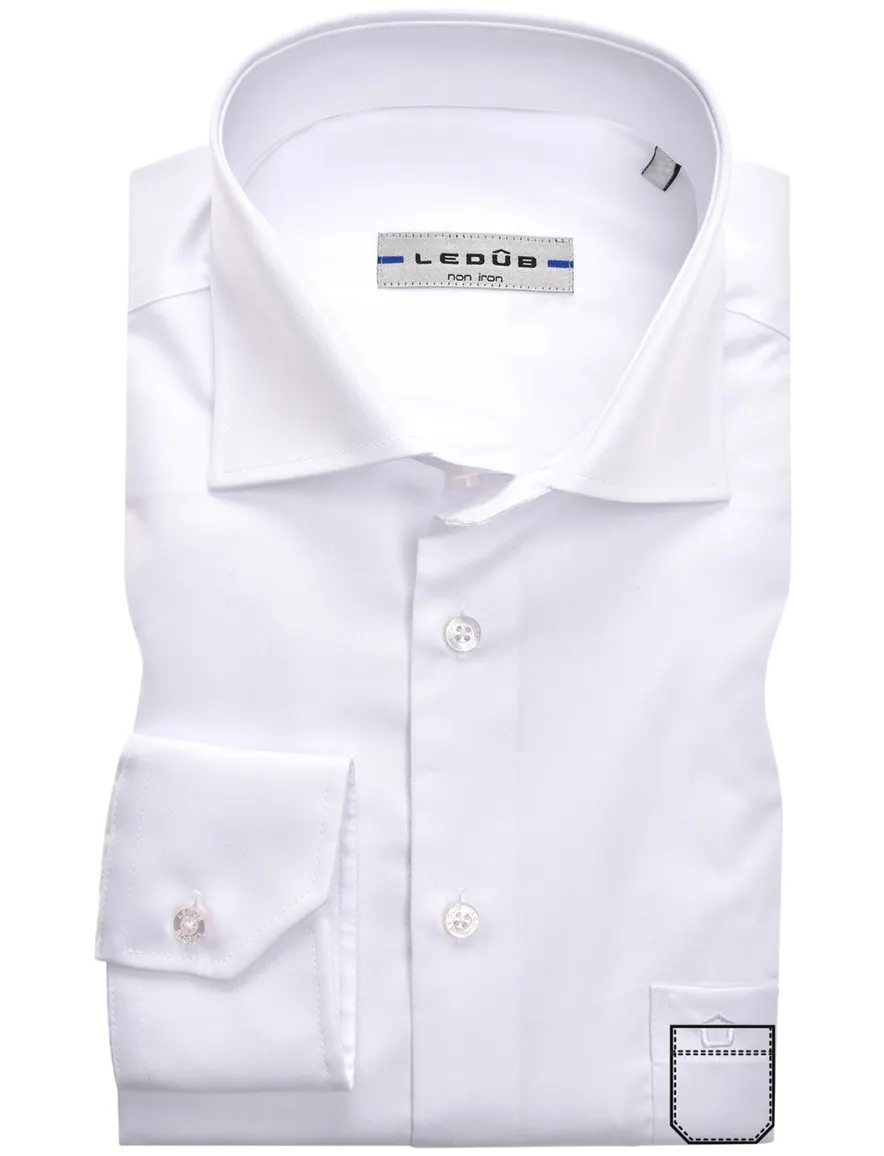 Overhemd Ledub strijkvrij wit Slim Fit