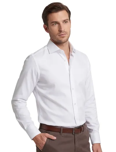 Ledub Ledub overhemd spierwit Slim Fit strijkvrij