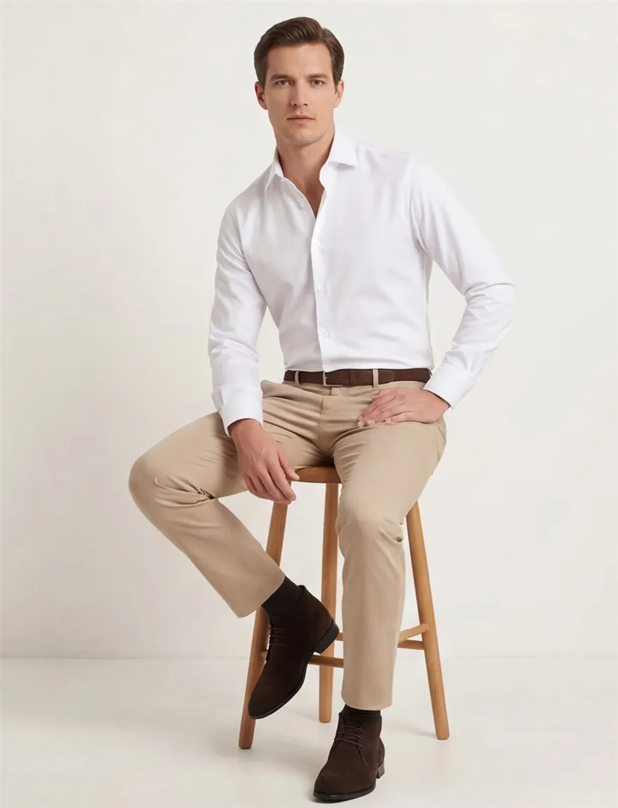 Overhemd Ledub Slim Fit wit