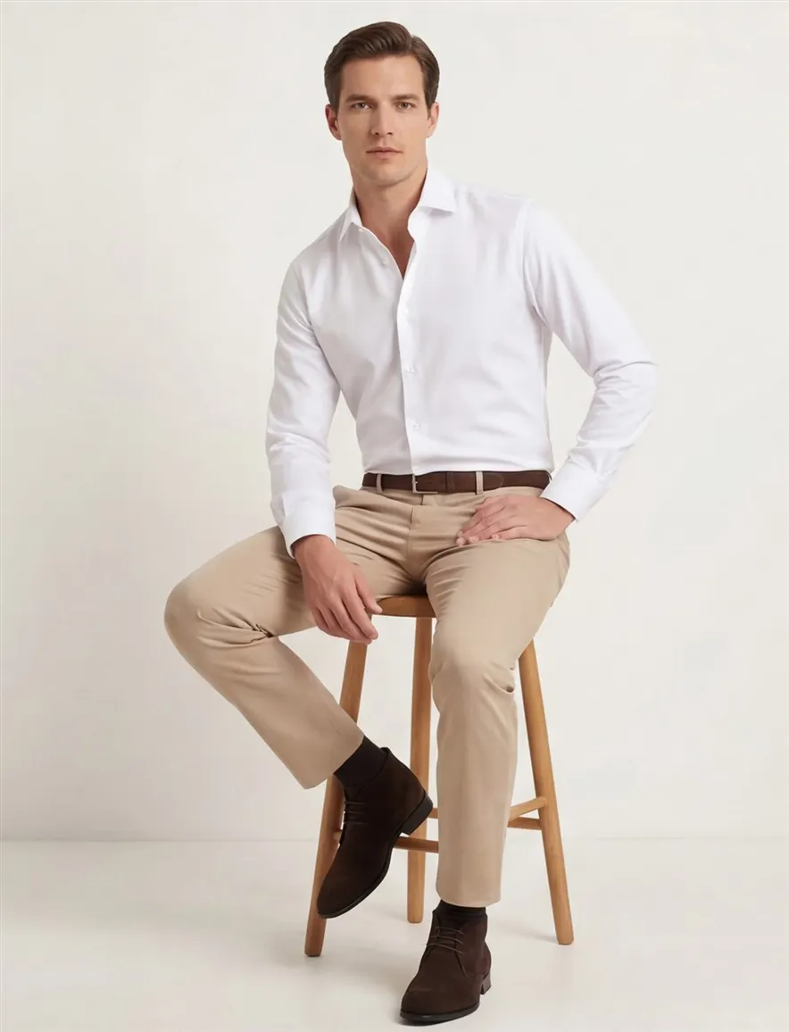 Overhemd Ledub Slim Fit wit