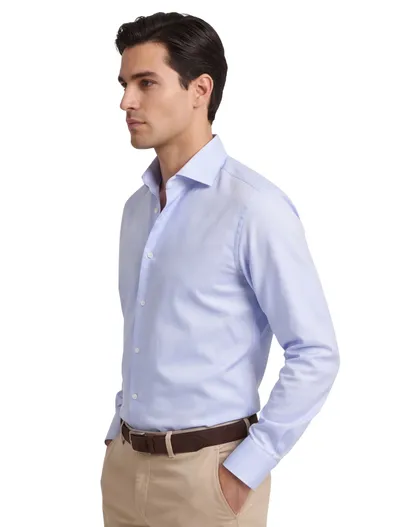 Ledub Lichtblauw overhemd Ledub Slim Fit strijkvrij