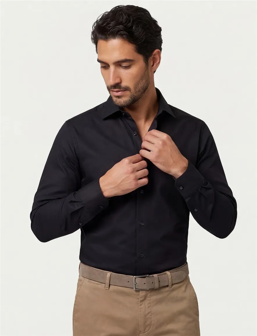 Overhemd Ledub non iron zwart