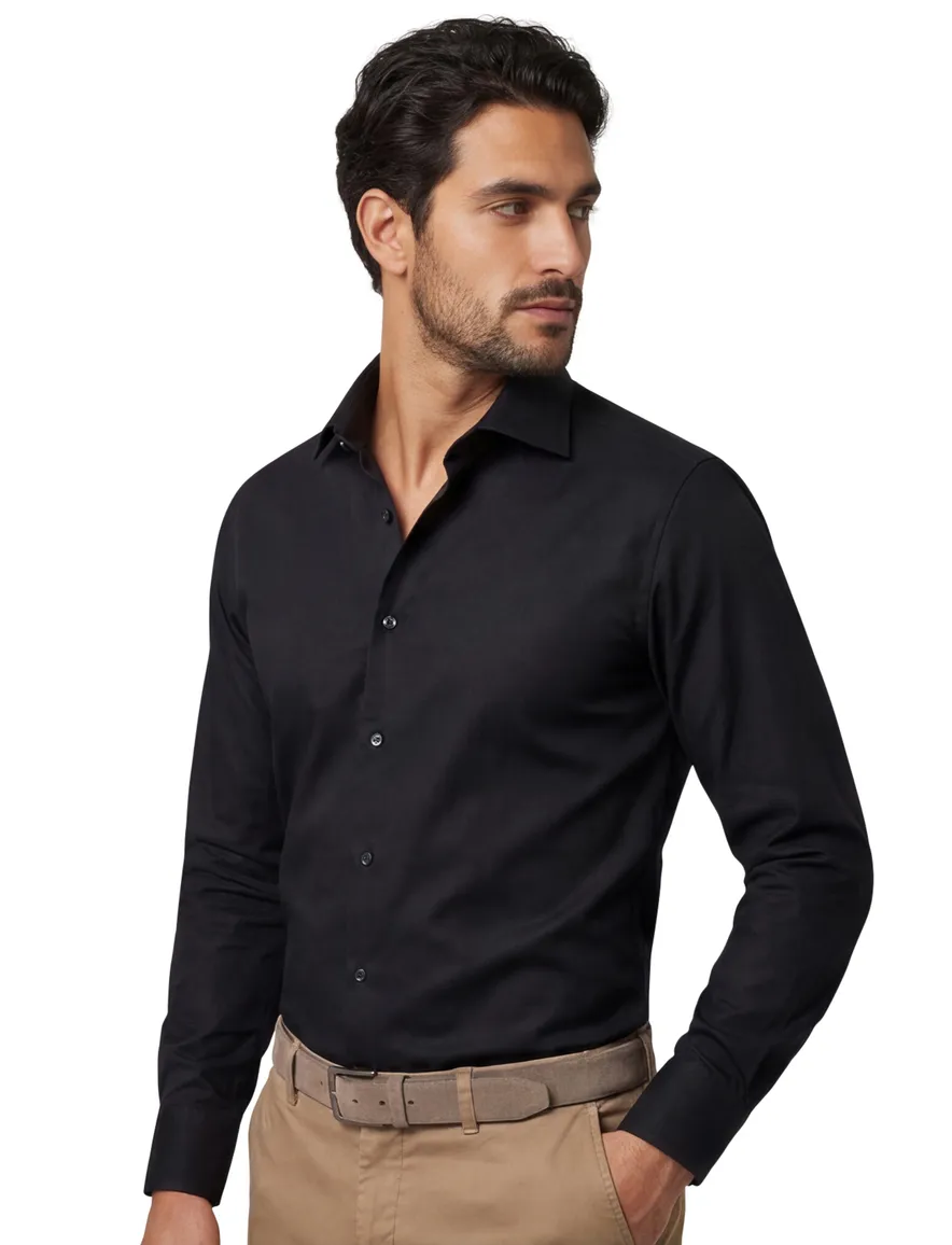 Overhemd Ledub non iron zwart