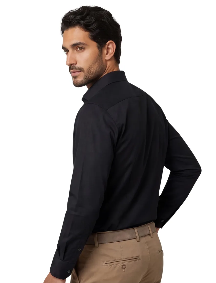 Overhemd Ledub non iron zwart