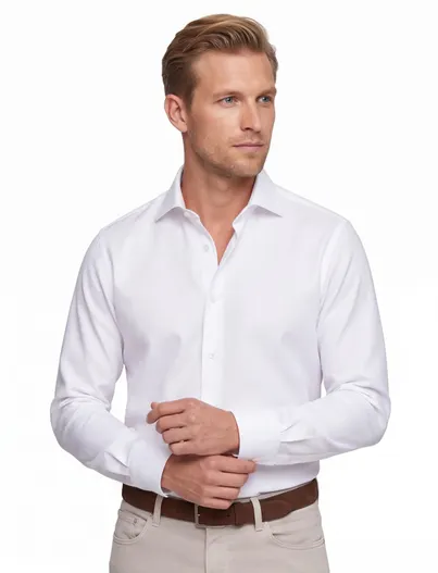Ledub Ledub overhemd wit Slim Fit non iron