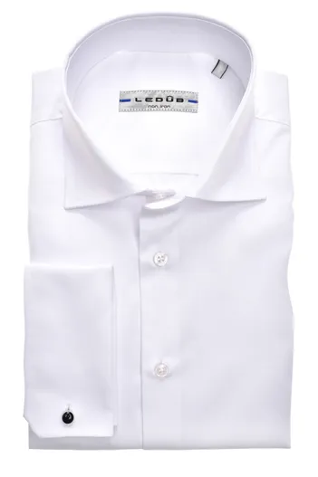 Ledub Overhemd dubbele manchet Ledub Slim Fit wit