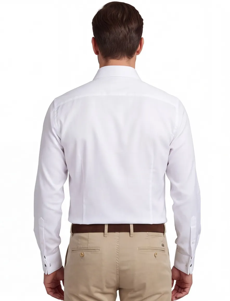 Overhemd dubbele manchet Ledub Slim Fit wit