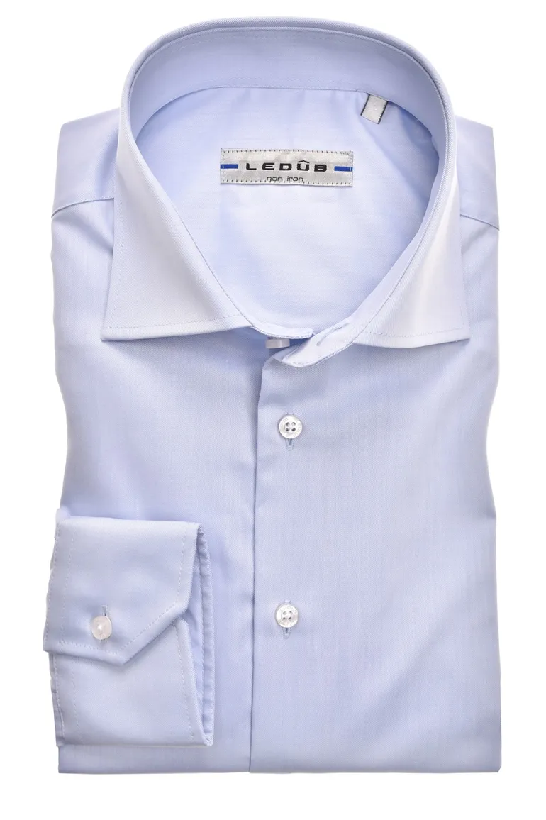 Overhemd Ledub mouwlengte 7 blauw Slim Fit