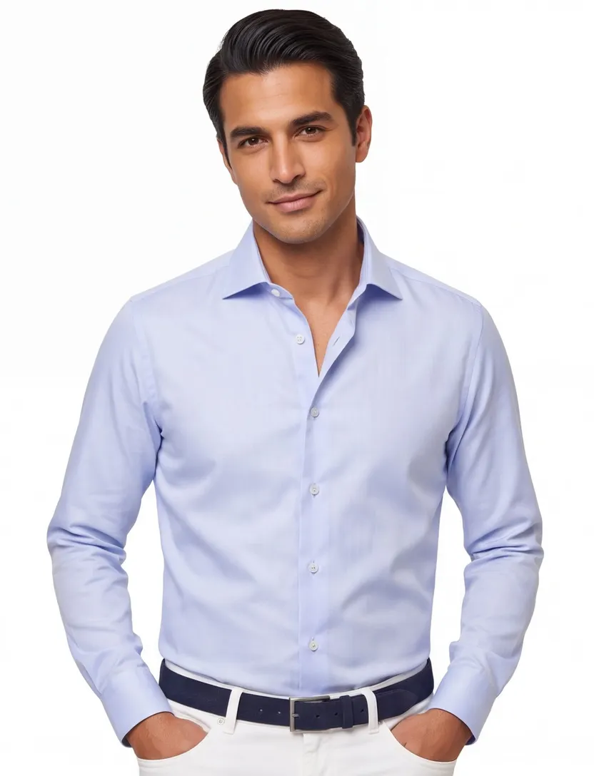 Mouwlengte 7 overhemd Ledub Slim Fit blauw