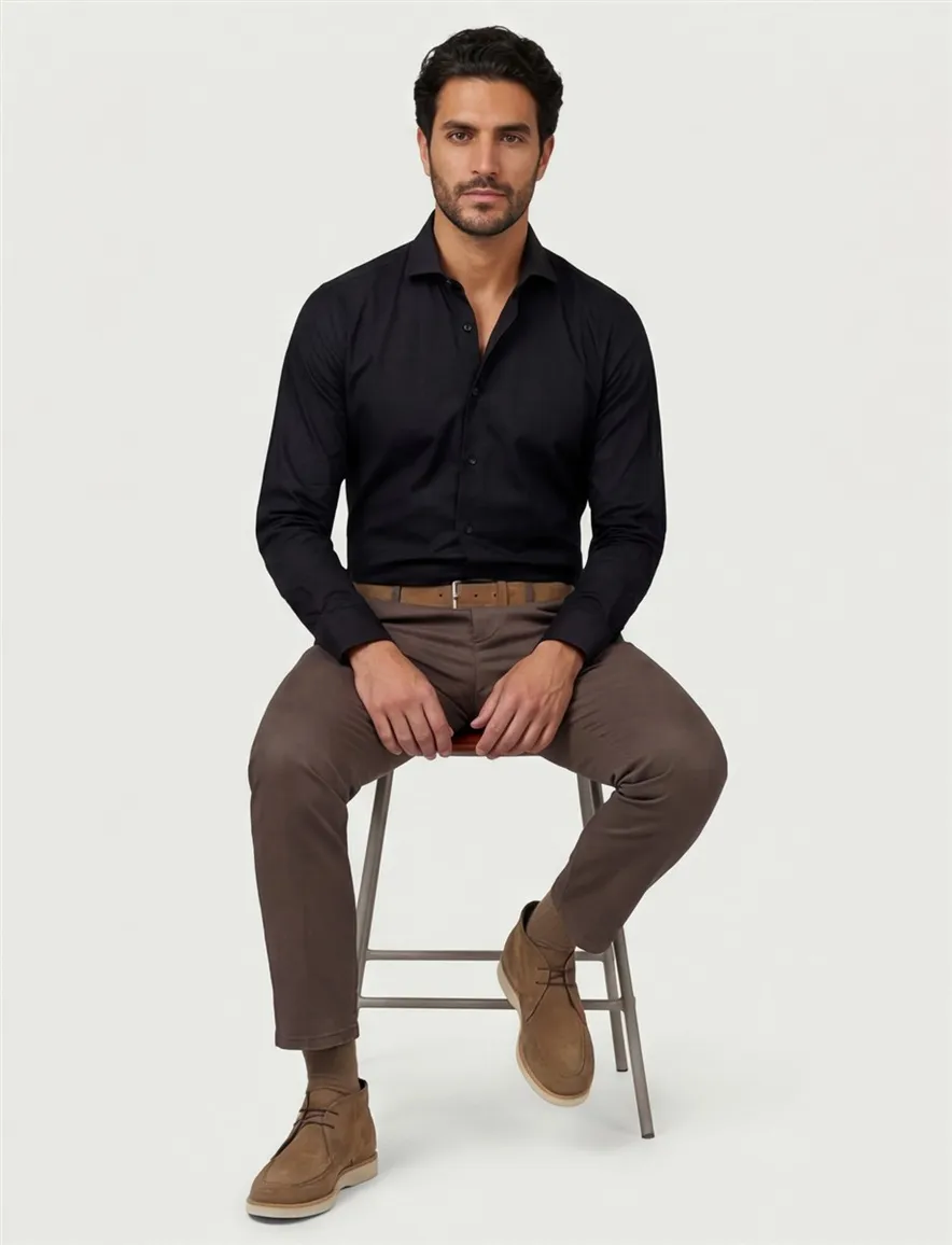 Zwart overhemd Ledub Slim Fit