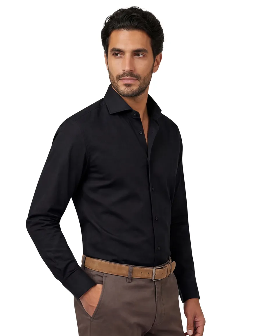 Zwart overhemd Ledub Slim Fit