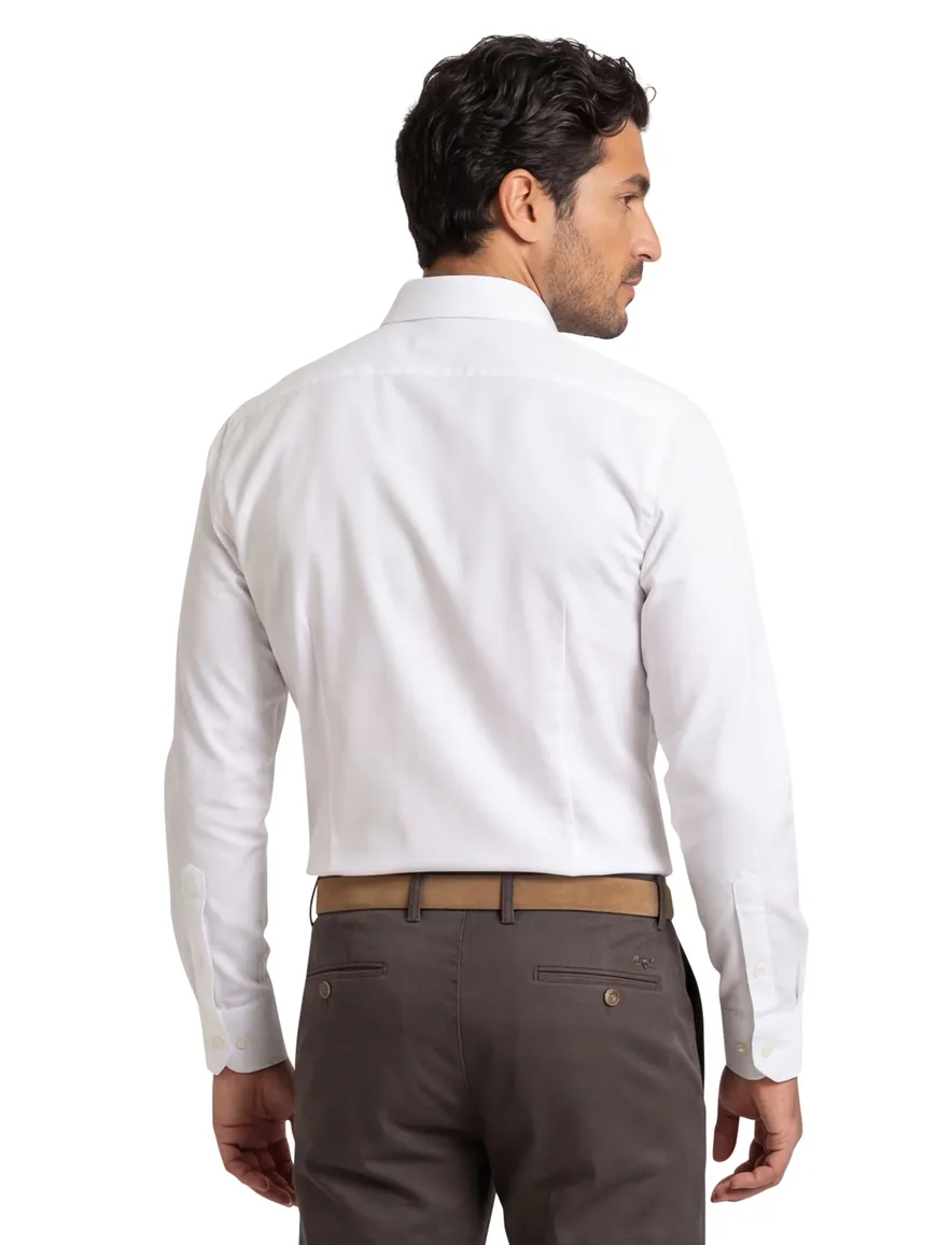 Stretch overhemd Ledub wit Slim Fit