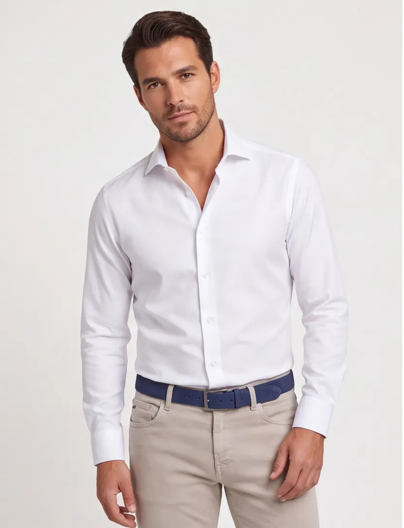 Overhemd Ledub strijkvrij wit Slim Fit