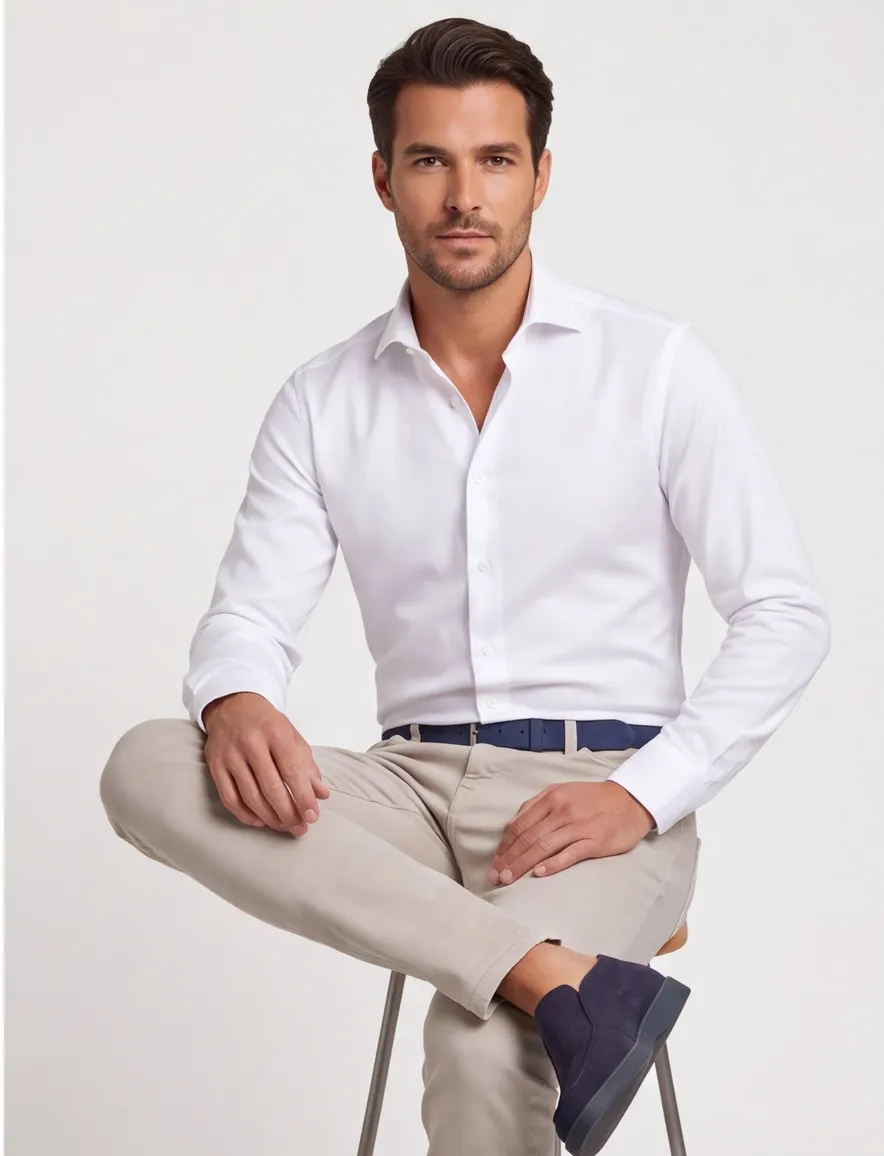 Ledub overhemd wit non iron Slim Fit