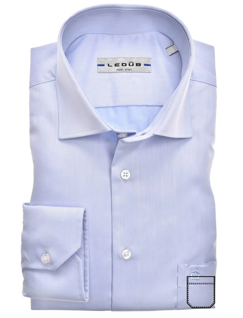 Overhemd Ledub blauw Regular Fit strijkvrij
