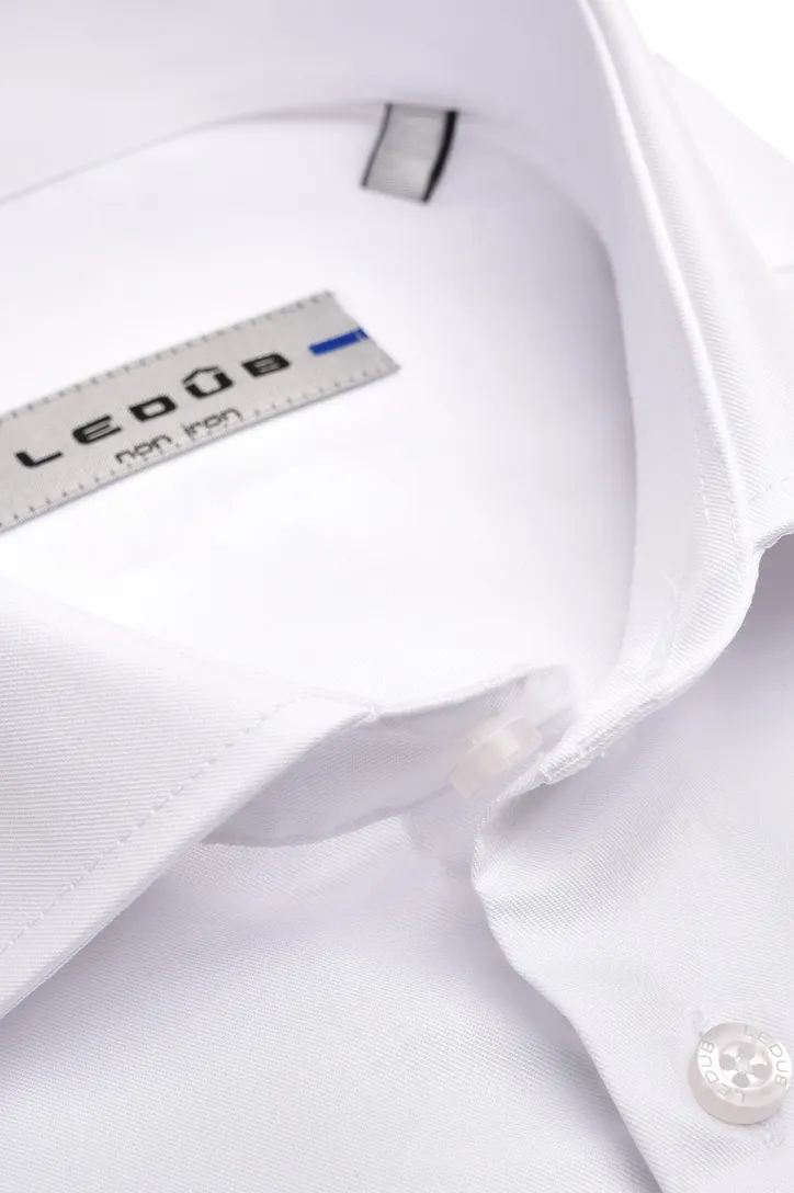 Regular Fit Ledub overhemd wit non iron