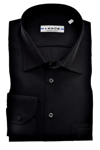 Ledub Ledub overhemd zwart Regular Fit