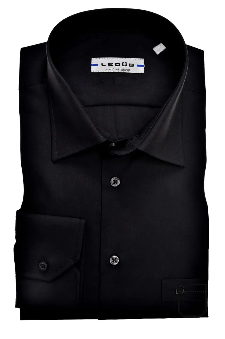 Zwart overhemd Ledub Regular Fit