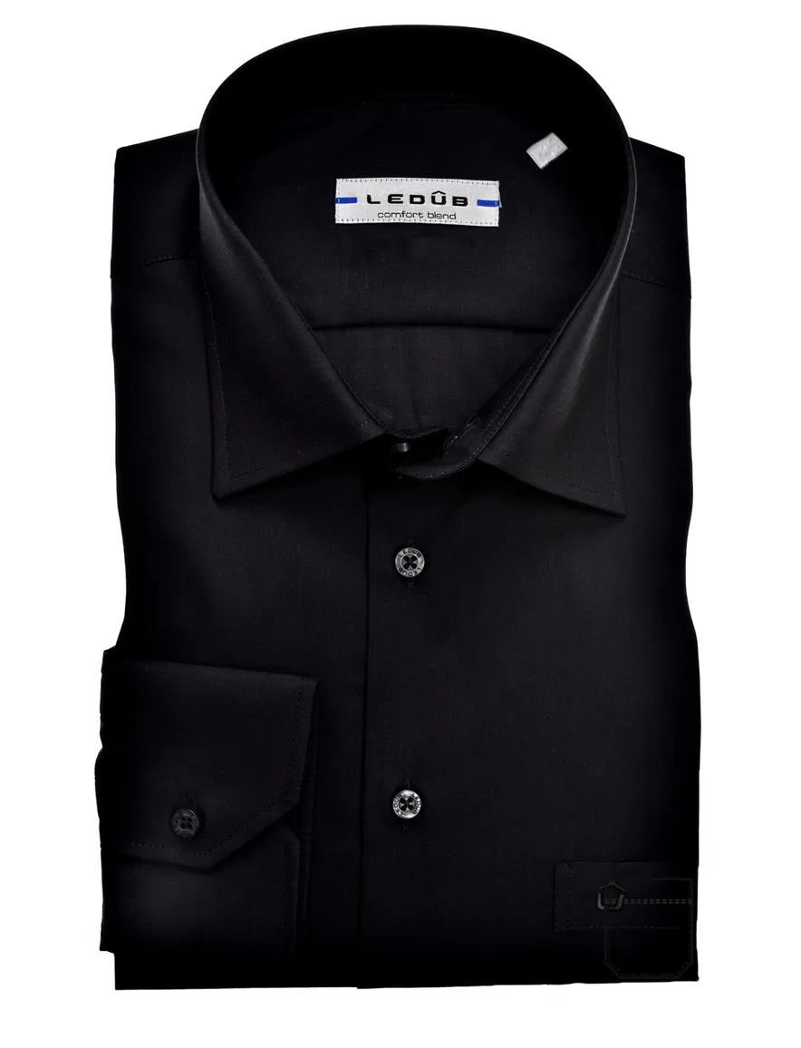 Zwart overhemd Ledub Regular Fit