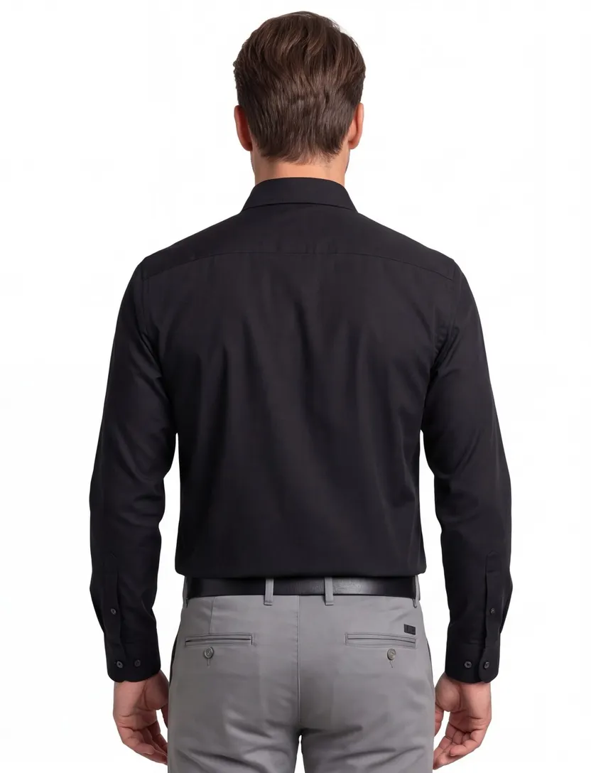 Ledub overhemd zwart Regular Fit