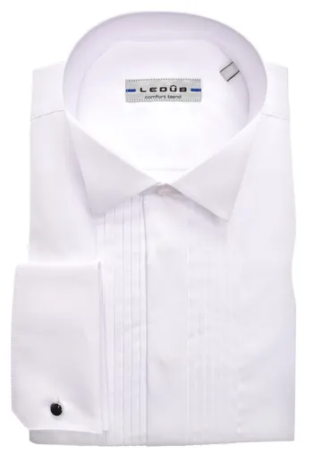 Ledub Smokinghemd Ledub wit plisse Modern Fit