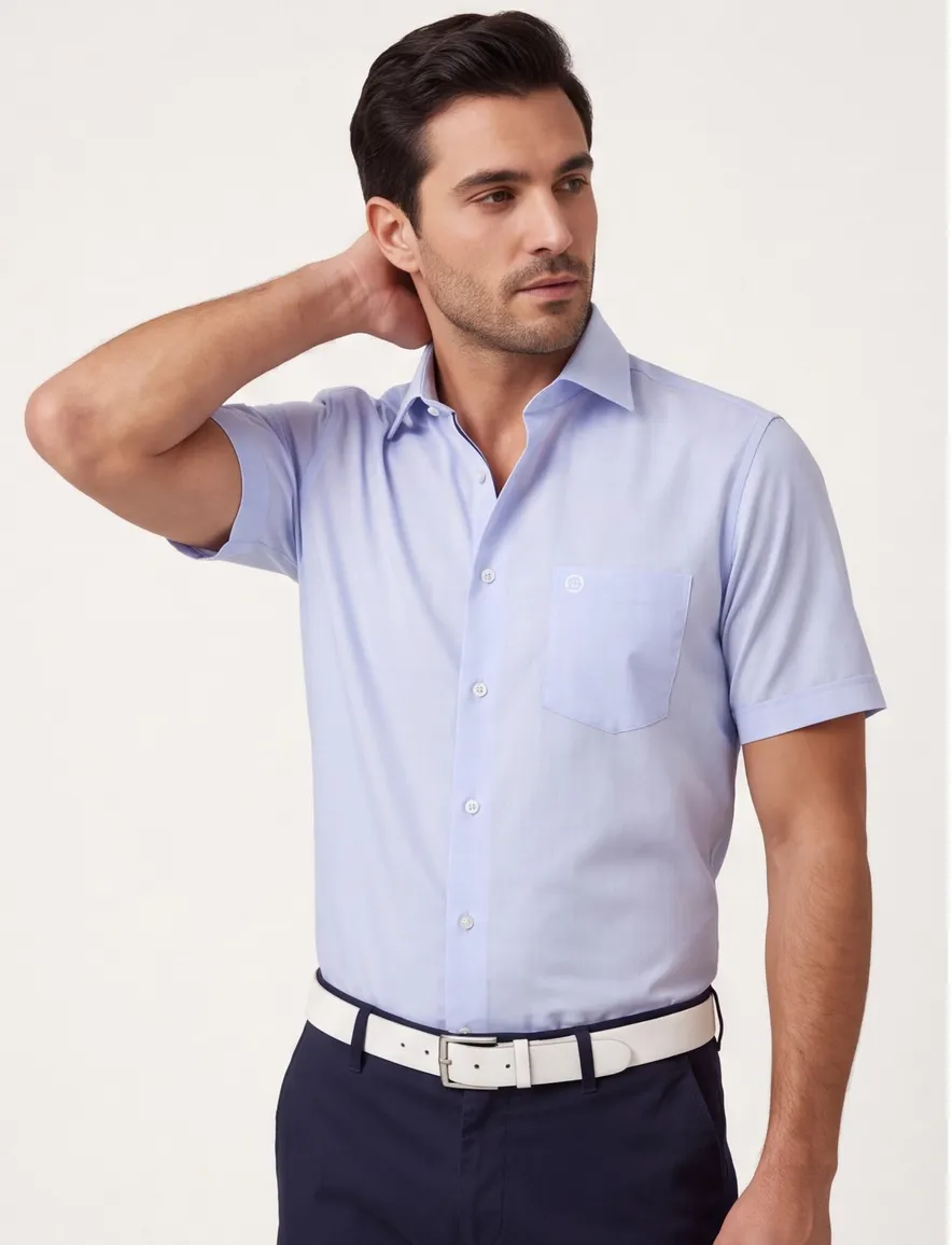 Overhemd korte mouw Ledub blauw