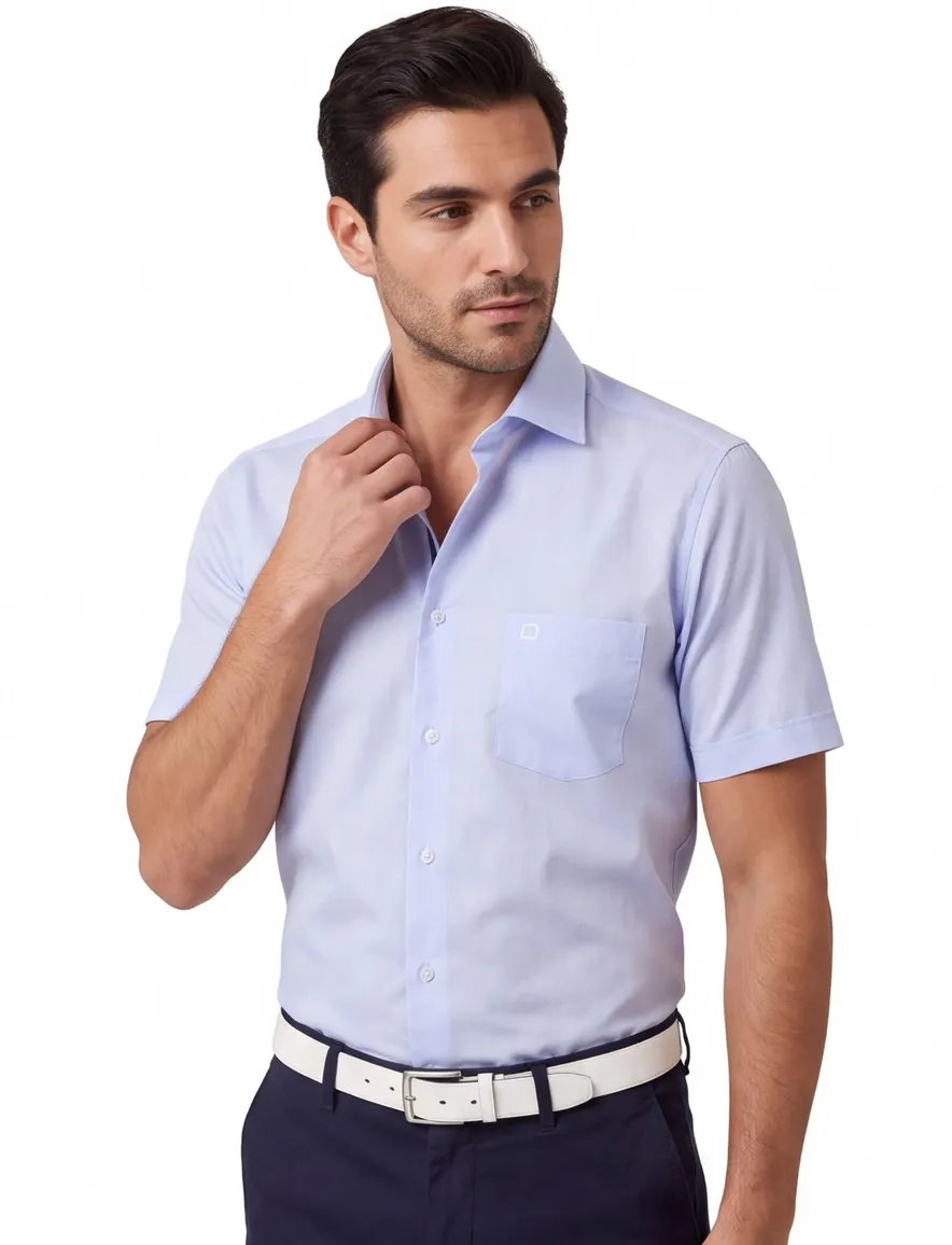 Overhemd korte mouw Ledub blauw