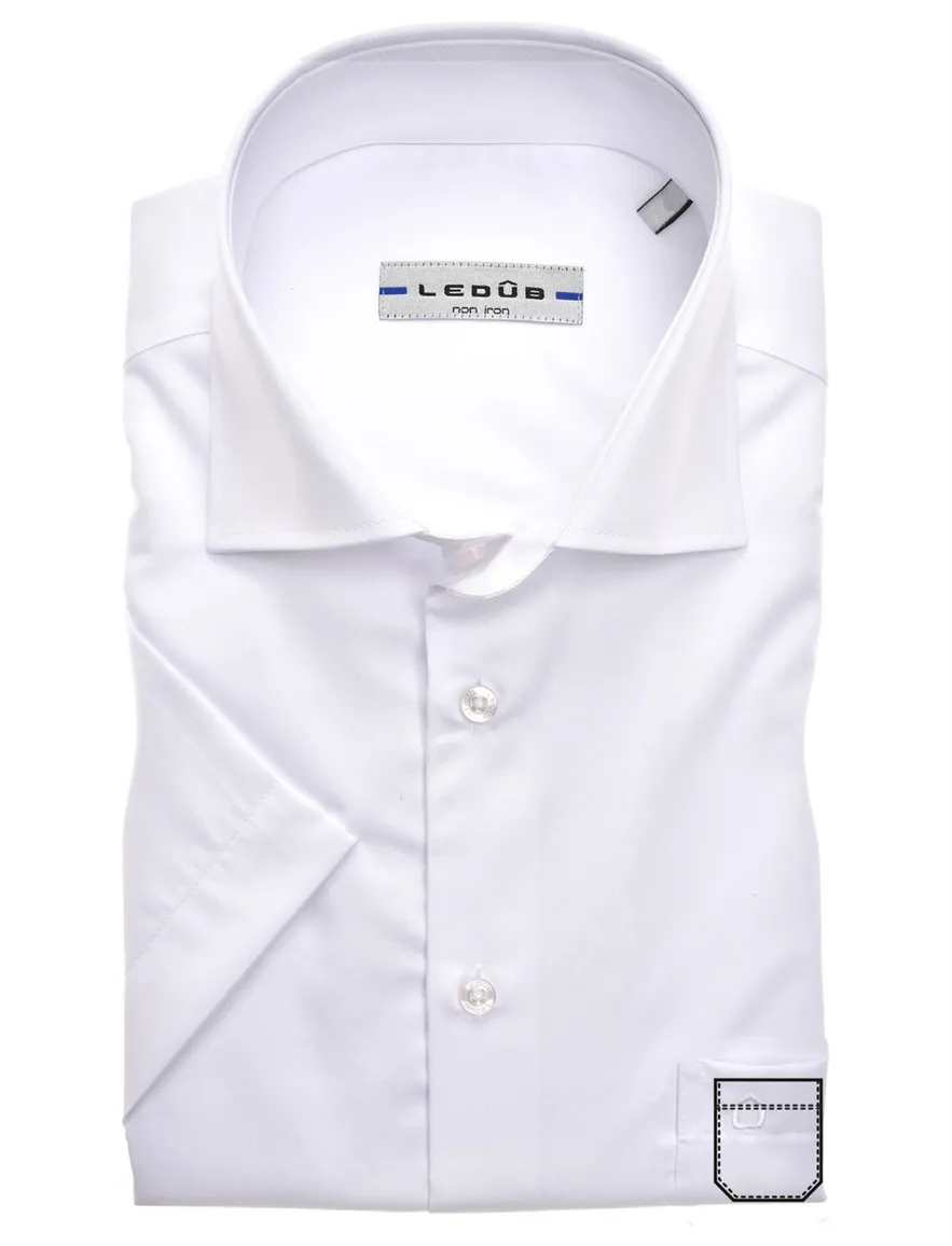 Ledub overhemd korte mouw wit Modern Fit