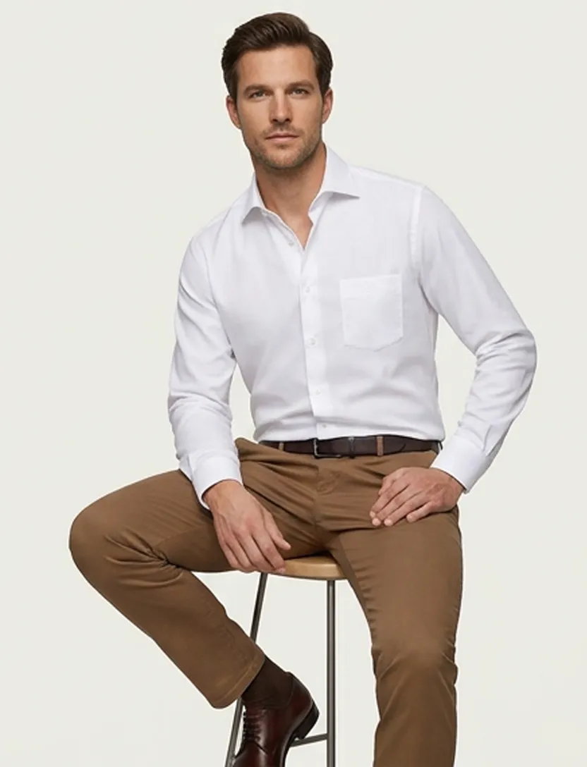 Overhemd Ledub wit Modern Fit wide spread boord