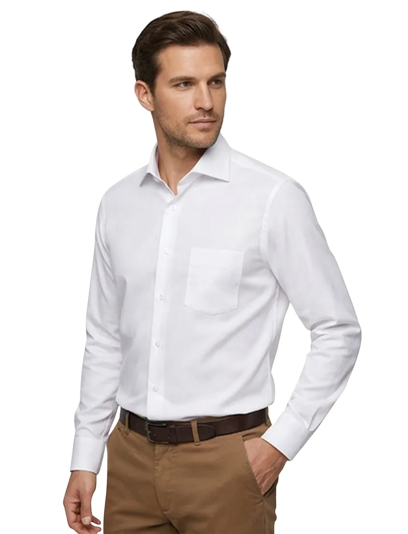 Overhemd Ledub wit Modern Fit wide spread boord