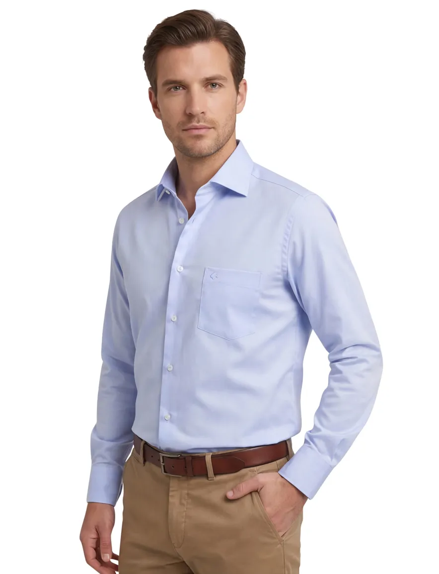Ledub overhemd Modern Fit lichtblauw met borstzak