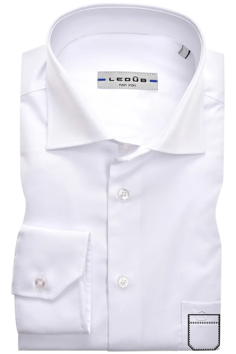 Overhemd Ledub Modern Fit wit met borstzak