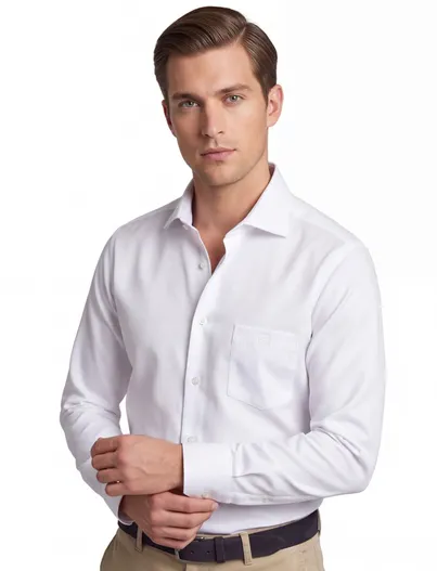 Ledub Overhemd Ledub Modern Fit wit met borstzak