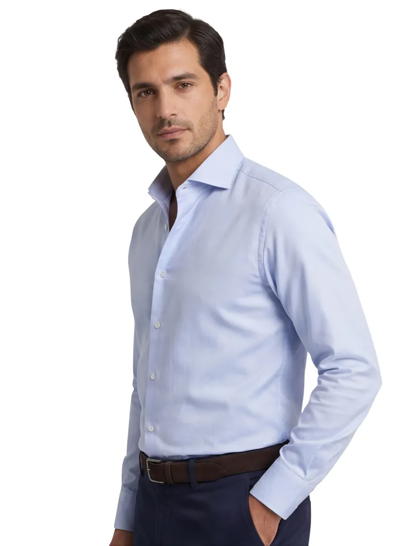 Ledub overhemd Two Ply blauw Modern Fit