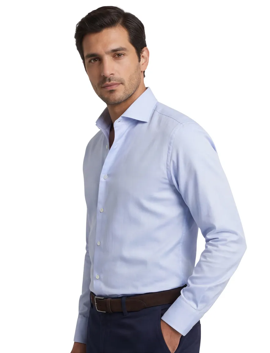 Two Ply overhemd Ledub blauw Modern Fit