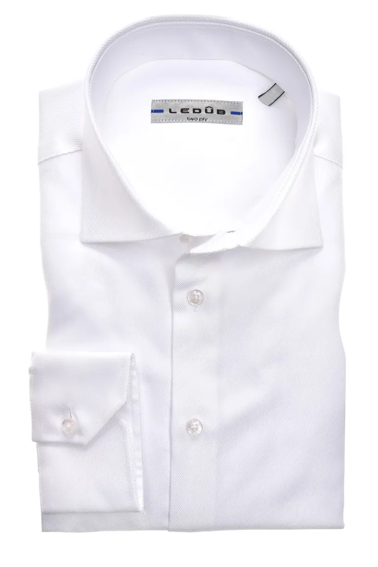 Ledub overhemd Modern Fit Two Ply wit
