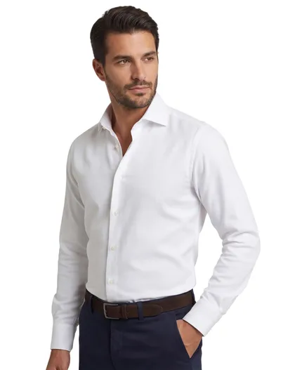 Ledub Ledub overhemd Modern Fit Two Ply wit