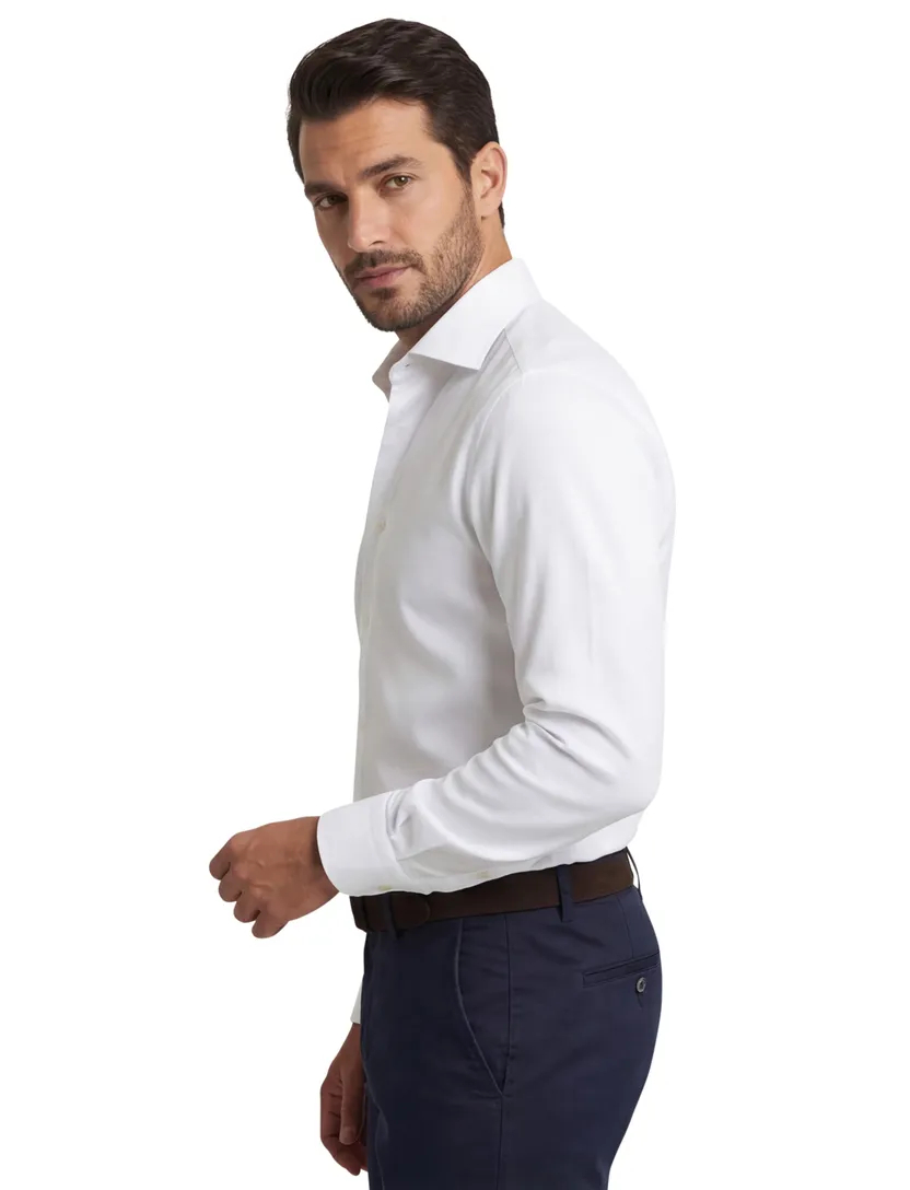 Overhemd Ledub wit Two Ply katoe Modern Fit