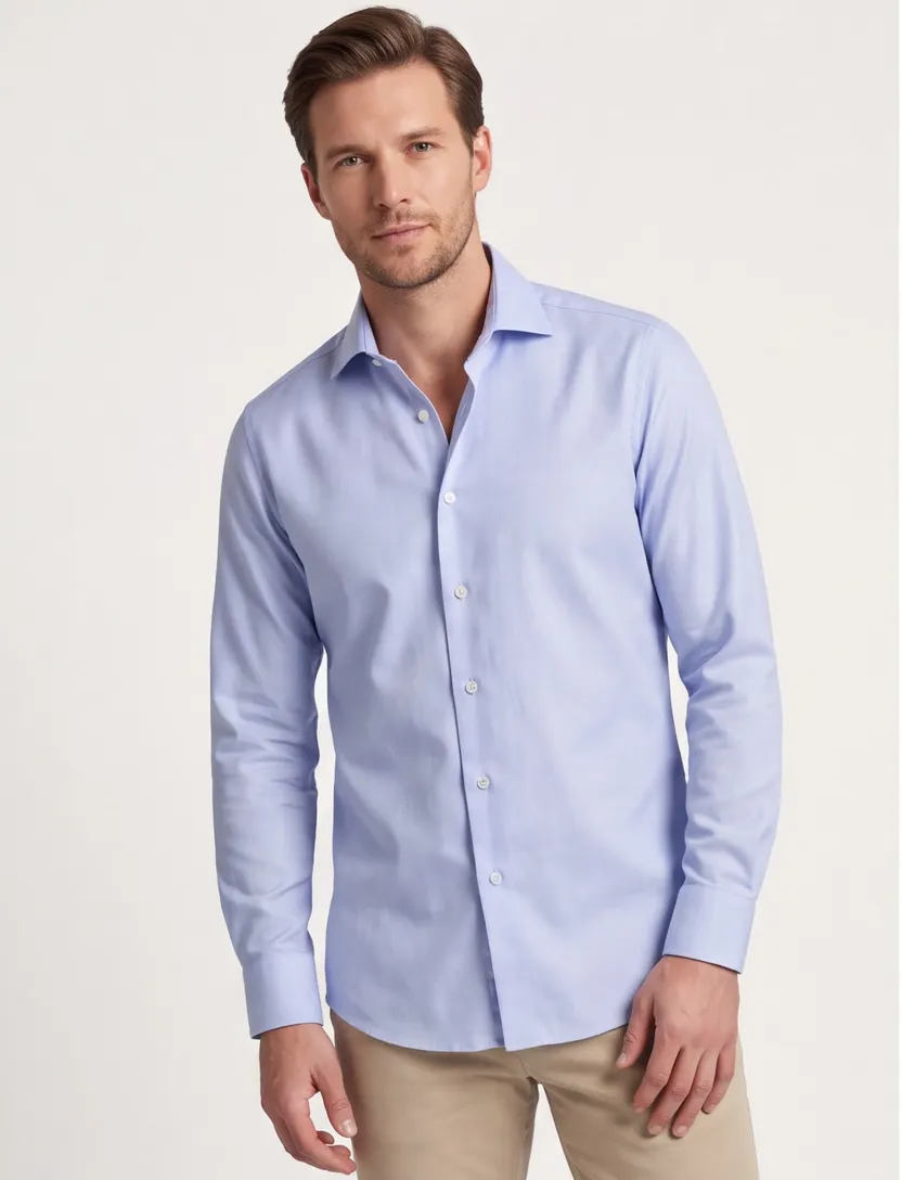 Ledub lichtblauw Modern Fit strijkvrij