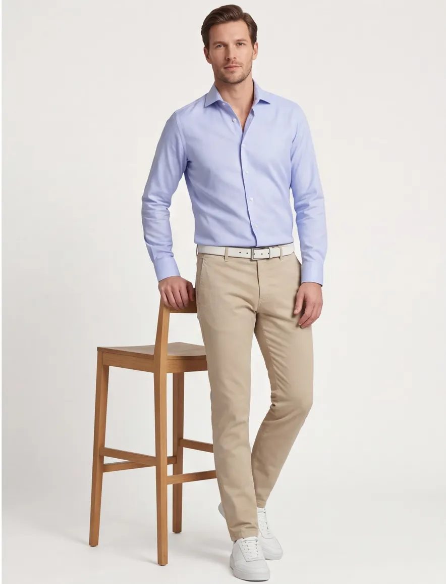 Strijkvrij Ledub overhemd Modern Fit lichtblauw