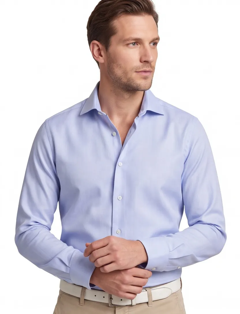 Ledub lichtblauw Modern Fit strijkvrij