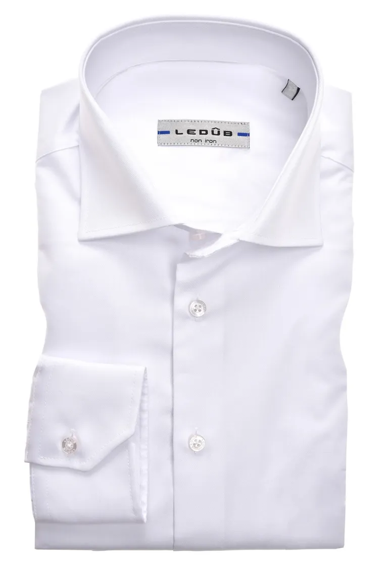 Modern Fit overhemd Ledub wit anti kreuk