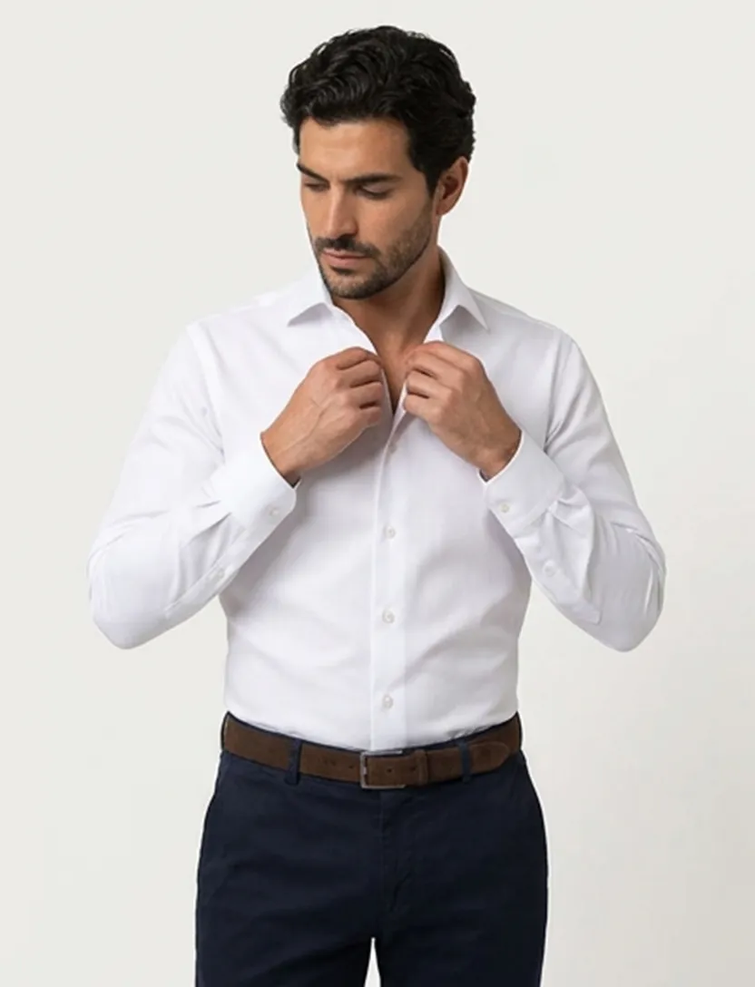 Ledub overhemd wit anti kreuk Modern Fit
