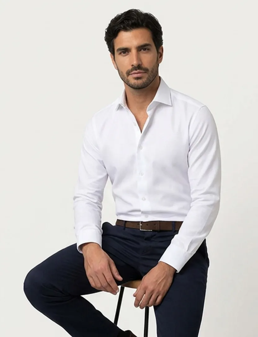 Ledub overhemd wit anti kreuk Modern Fit