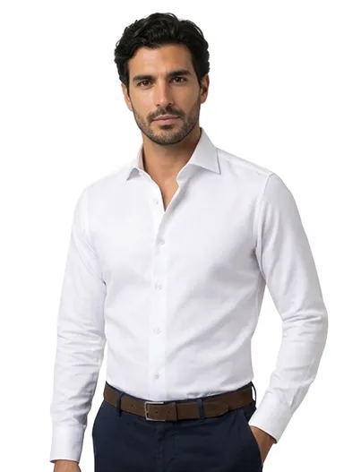 Ledub Ledub overhemd wit anti kreuk Modern Fit