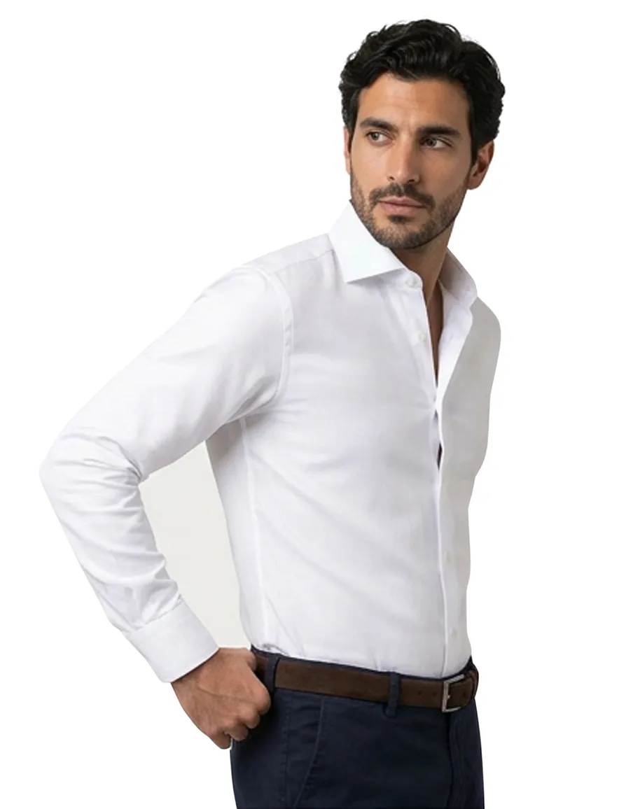 Modern Fit overhemd Ledub wit anti kreuk