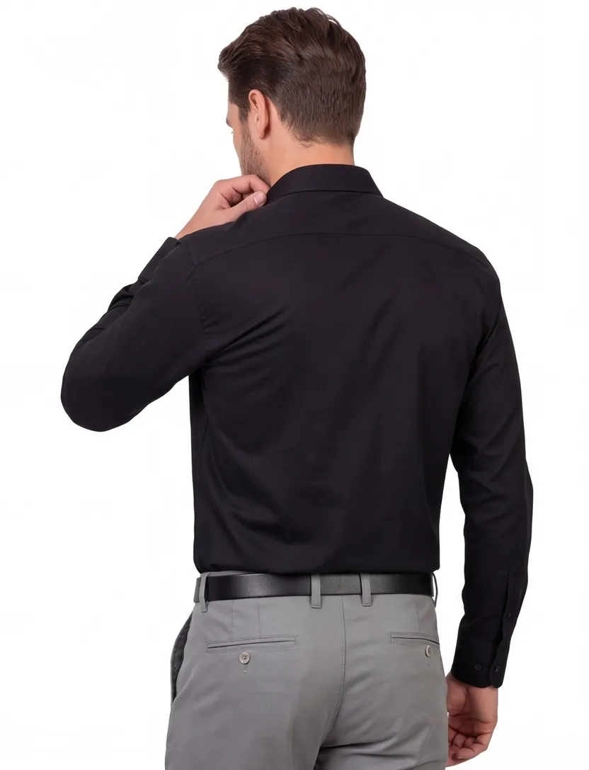 Mouwlengte 7 overhemd Ledub zwart Modern Fit