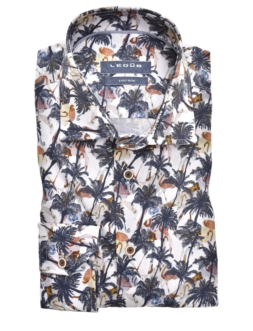 Overhemd Modern Fit Ledub palmbomen